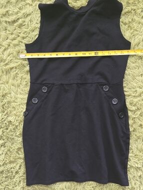 Rebel Sugar Black Sleeveless Button-Pocket Knit Dress